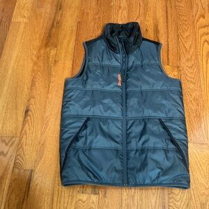REEBOK PUFFER VEST ZIP UP TWO POCKETS FRONT BLUE BACK BLACK SIZE SMALL